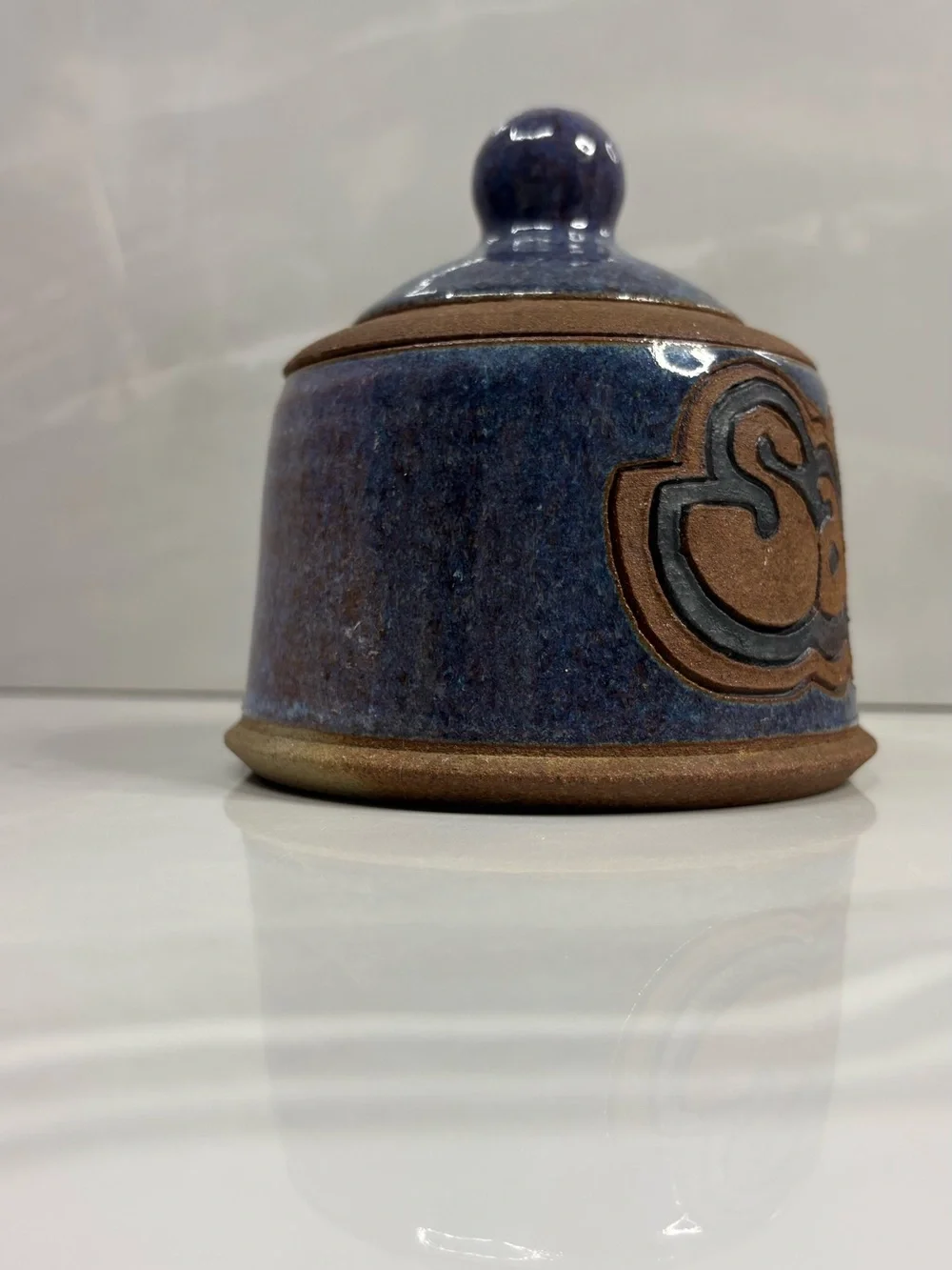 Vintage 1990 Tim Hahne Studio Art Pottery Salsa Jar Handmade North Carolina